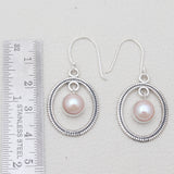 925 Sterling Silver Pearl Drop Hoop Earrings