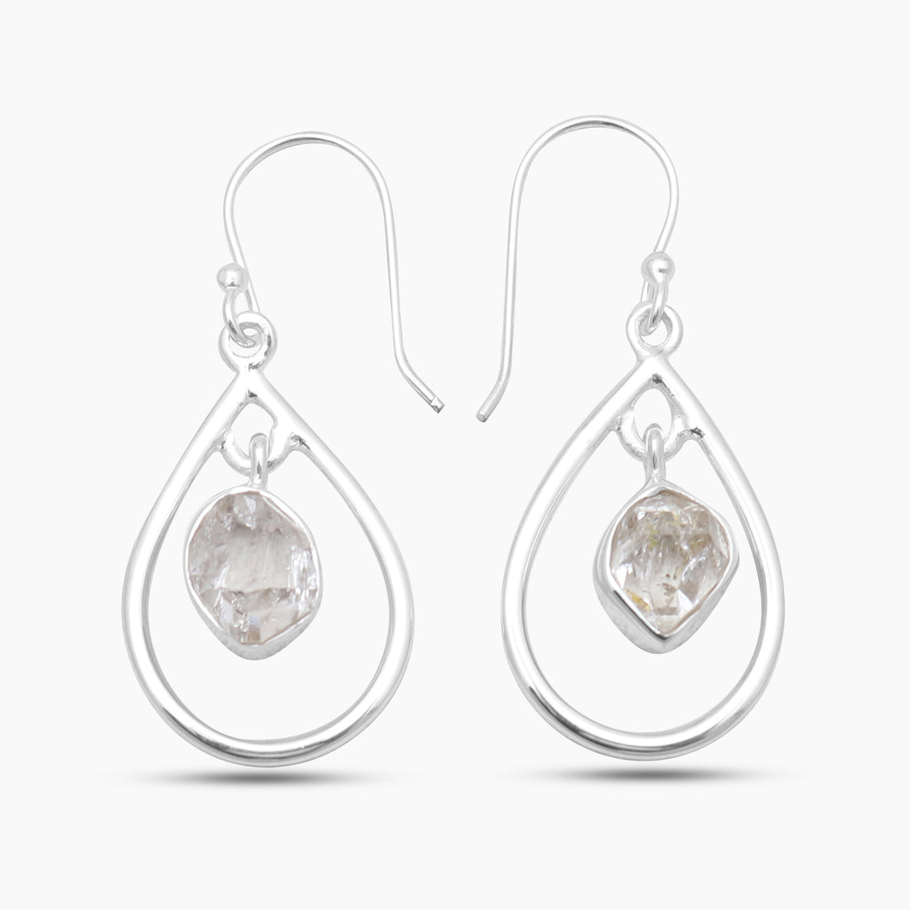 925 Silver Herkimer Quartz Earrings