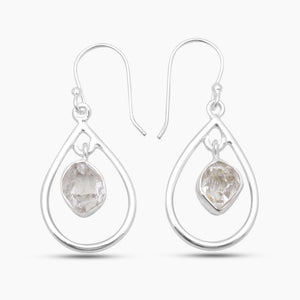 925 Silver Herkimer Quartz Earrings