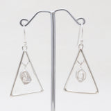Herkimer Quartz Triangle Silver Earrings