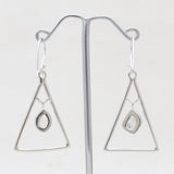 Herkimer Quartz Triangle Silver Earrings