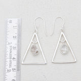Herkimer Quartz Triangle Silver Earrings