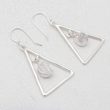 Herkimer Quartz Triangle Silver Earrings