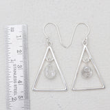Herkimer Quartz Triangle Silver Earrings