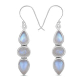 Rainbow Moonstone Silver Earrings