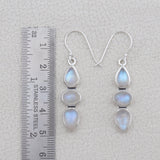 Rainbow Moonstone Silver Earrings