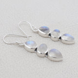 Rainbow Moonstone Silver Earrings