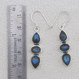 Rainbow Moonstone Silver Earrings