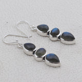 Rainbow Moonstone Silver Earrings