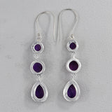 Rough Amethyst Silver Earrings