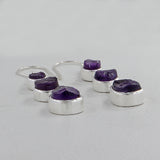 Rough Amethyst Silver Earrings