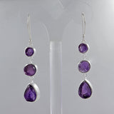 Rough Amethyst Silver Earrings