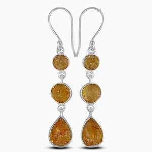 Rough Amethyst Silver Earrings