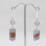 Natural Amethyst Slice Silver Earrings