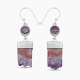 Natural Amethyst Slice Silver Earrings