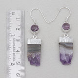 Natural Amethyst Slice Silver Earrings