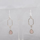 Raw Rose Quartz Silver Earrings