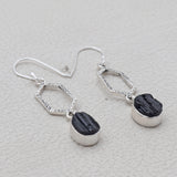 Raw Rose Quartz Silver Earrings