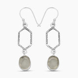 Raw Rose Quartz Silver Earrings