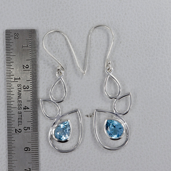 925 Sterling Silver Blue Topaz Earrings