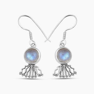 Rainbow Moonstone Silver Earrings