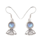 Rainbow Moonstone Silver Earrings