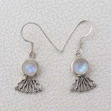 Rainbow Moonstone Silver Earrings