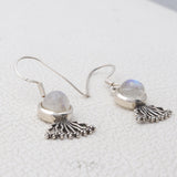 Rainbow Moonstone Silver Earrings