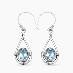 925 Sterling Silver Blue Topaz Earrings
