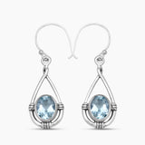 925 Sterling Silver Blue Topaz Earrings