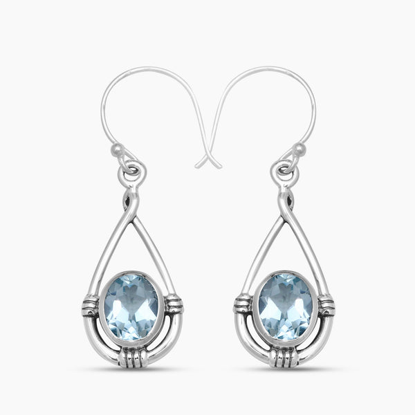 925 Sterling Silver Blue Topaz Earrings