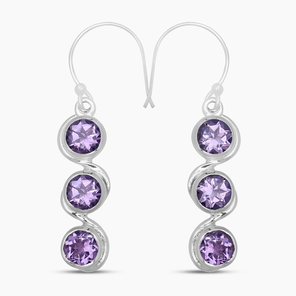 925 Sterling Silver Amethyst Earrings