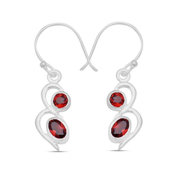 925 Sterling Silver Garnet Earrings