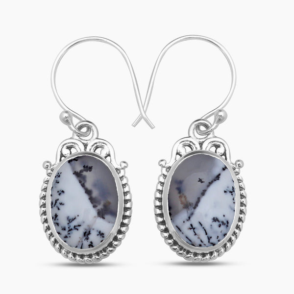 925 Silver Dendritic Opal Earrings