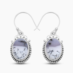 925 Silver Dendritic Opal Earrings