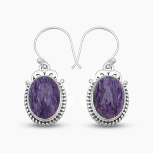 925 Sterling Silver Charoite Earrings