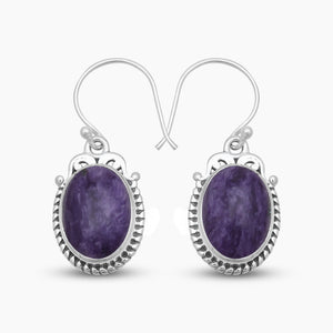 925 Sterling Silver Charoite Earrings