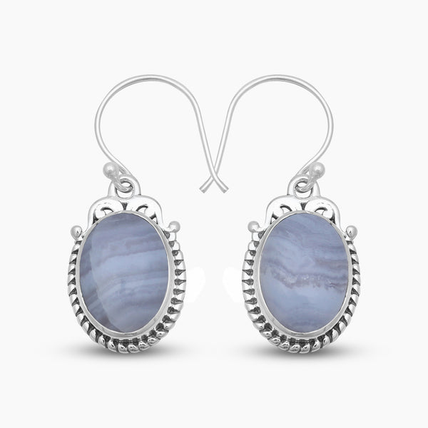 925 Silver Blue Lace Agate Earrings
