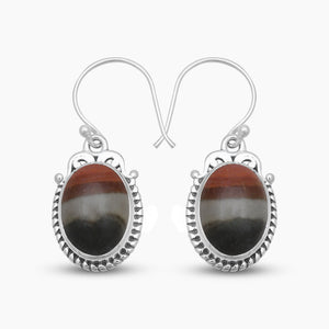 925 Silver Crazy Lace Agate Earrings