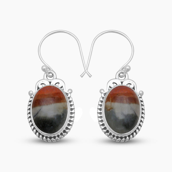 925 Silver Crazy Lace Agate Earrings