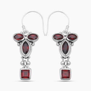 925 Sterling Silver Garnet Earrings