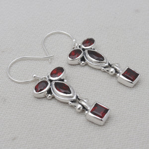 925 Sterling Silver Garnet Earrings