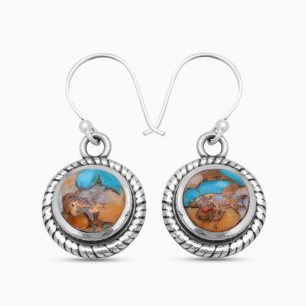 Turquoise Spiny Oyster Silver Earrings