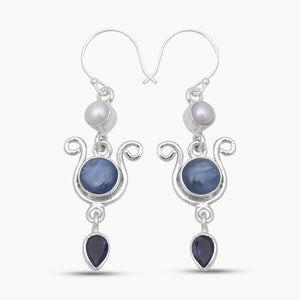 925 Sterling Silver Kyanite Drop Earrings
