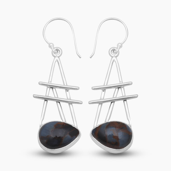 Pietersite Jasper Silver Earrings