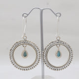 Teardrop Larimar Silver Hoop Earrings