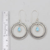 Teardrop Larimar Silver Hoop Earrings