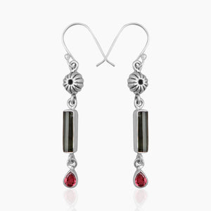 Natural Tourmaline Silver Earrings