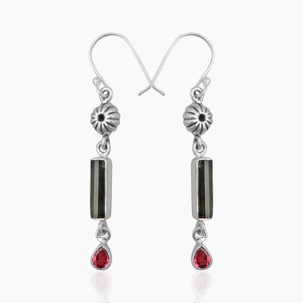 Natural Tourmaline Silver Earrings