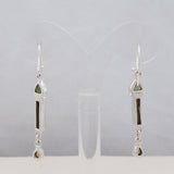 Natural Tourmaline & Moldavite Silver Earrings